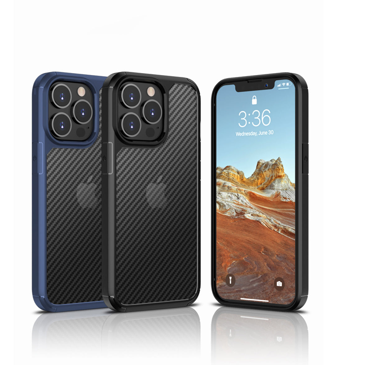 Luxury Carbon Fiber Transparent Shockproof Armor Case for iPhone 13 - Premium Cases