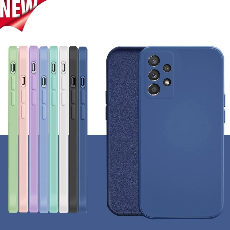 Liquid Silicon Soft Protective Case With Camera Protector For Samsung Galaxy A72