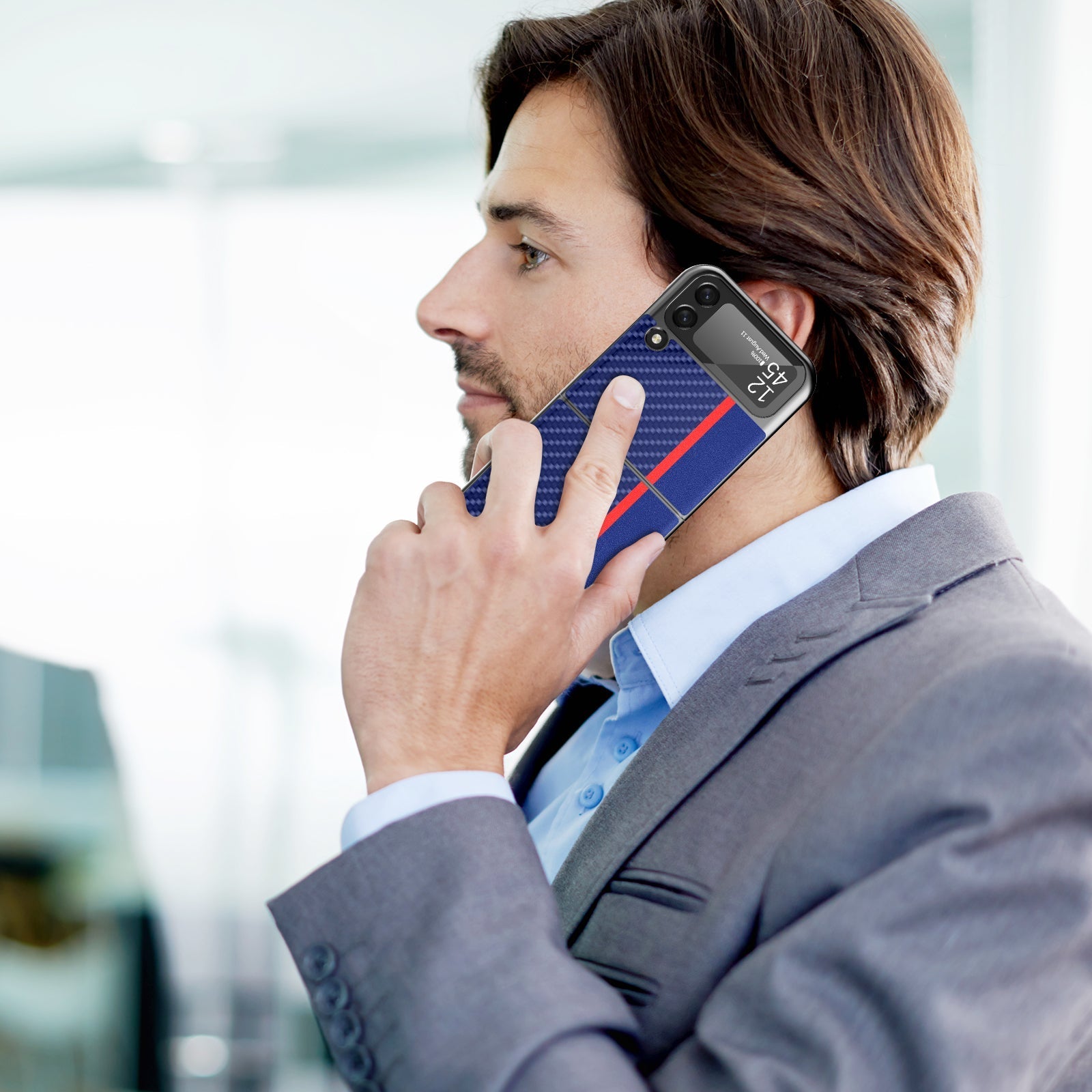 Premium Luxury Carbon Fiber Pattern Back Case for Samsung Galaxy Z Flip 3