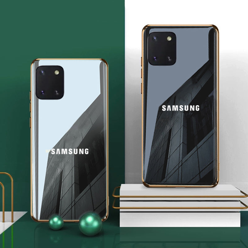 Premium Glossy Gold Edge Glass Back Case For Samsung Galaxy Note 10 Lite