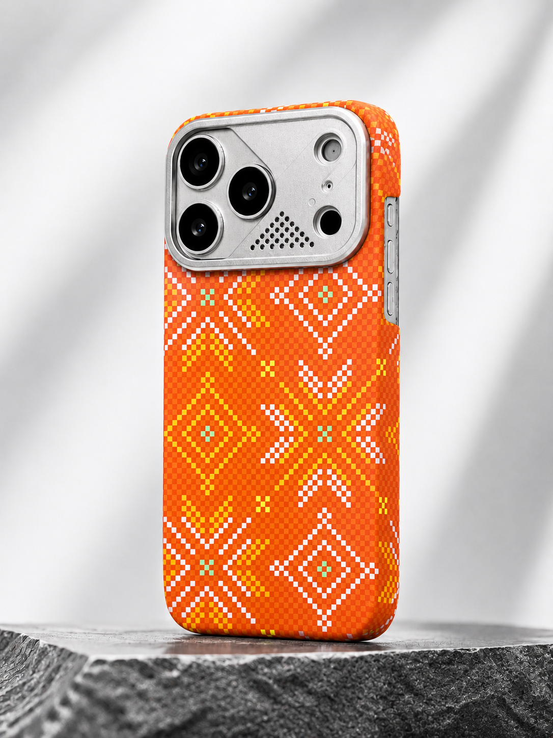iPhone Ultra Slim Orange MagSafe Case with Metal Camera Shield