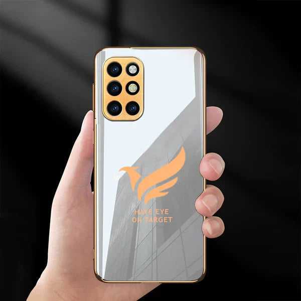 Luxury Bird Glossy Gold Edge Glass Back Case For Oneplus 9R