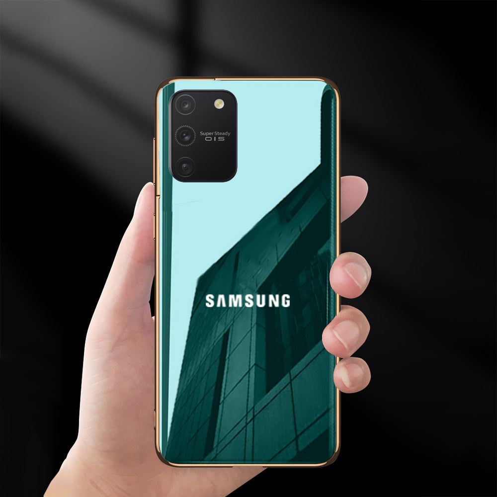 Glossy Gold Edge Glass Back Case For Samsung S10 Lite