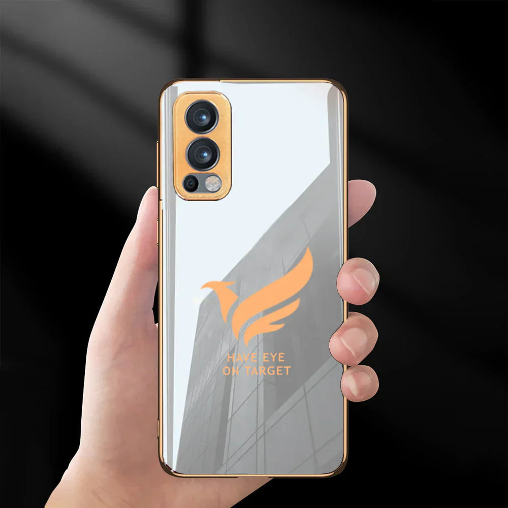 Luxury Golden Edges Glass Back Case For Oneplus Nord 2 5G