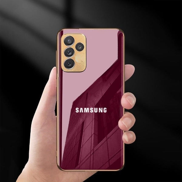 New Back Logo Case With Golden Edges For Samsung M52