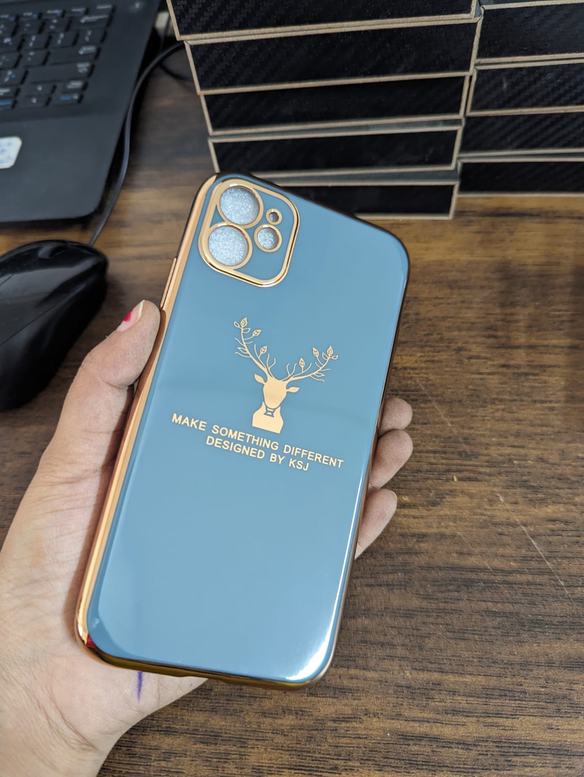 Silicon Deer Glass Back Case For iPhone 11