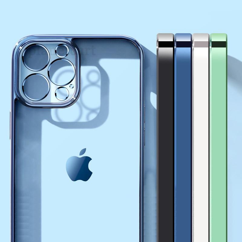 Luxury Square Clear Silicon Case With Camera Protection For iPhone 12