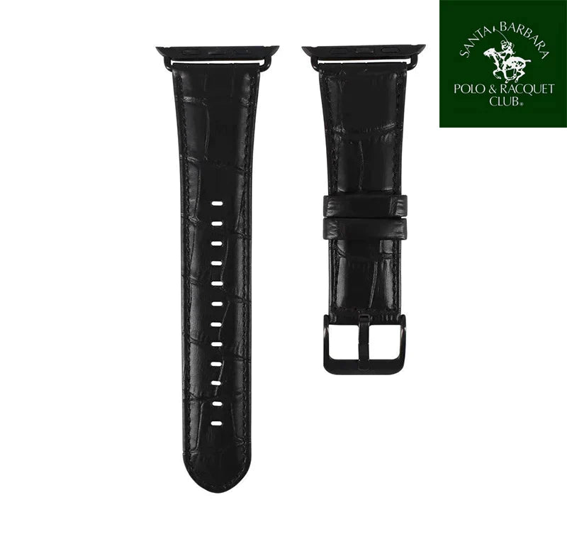 iWatch Carl Series Genuine Santa Barbara Leather Strap - Black
