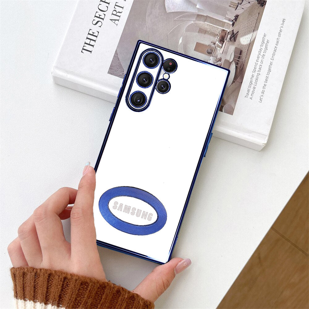 Premium Electroplated Luxury Square Silicon Clear Logo Cut Camera Protection Back Case Cover For Samsung S22 Ultra