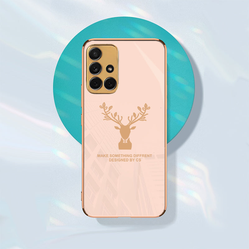 Luxury Golden Edges Deer Glass Back Case For Samsung Galaxy M51
