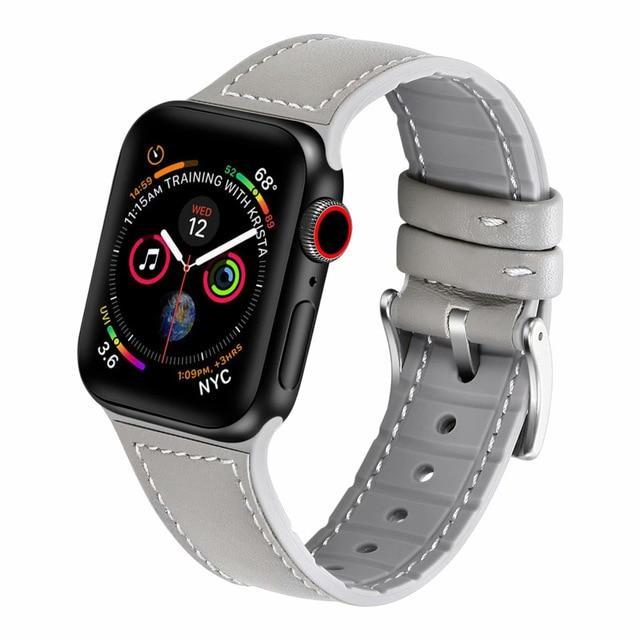 iWatch Relica-1 Series Genuine Santa Barbara Leather Strap - Grey