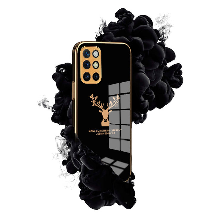 Luxury Golden Edges Deer Glass Back Case For Oneplus 8T - Premium Cases