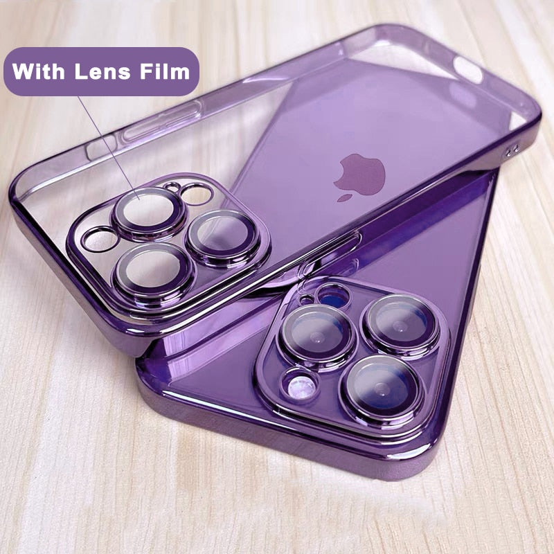 Premium Square Silicon Clear Case With Camera Protection For iPhone 14