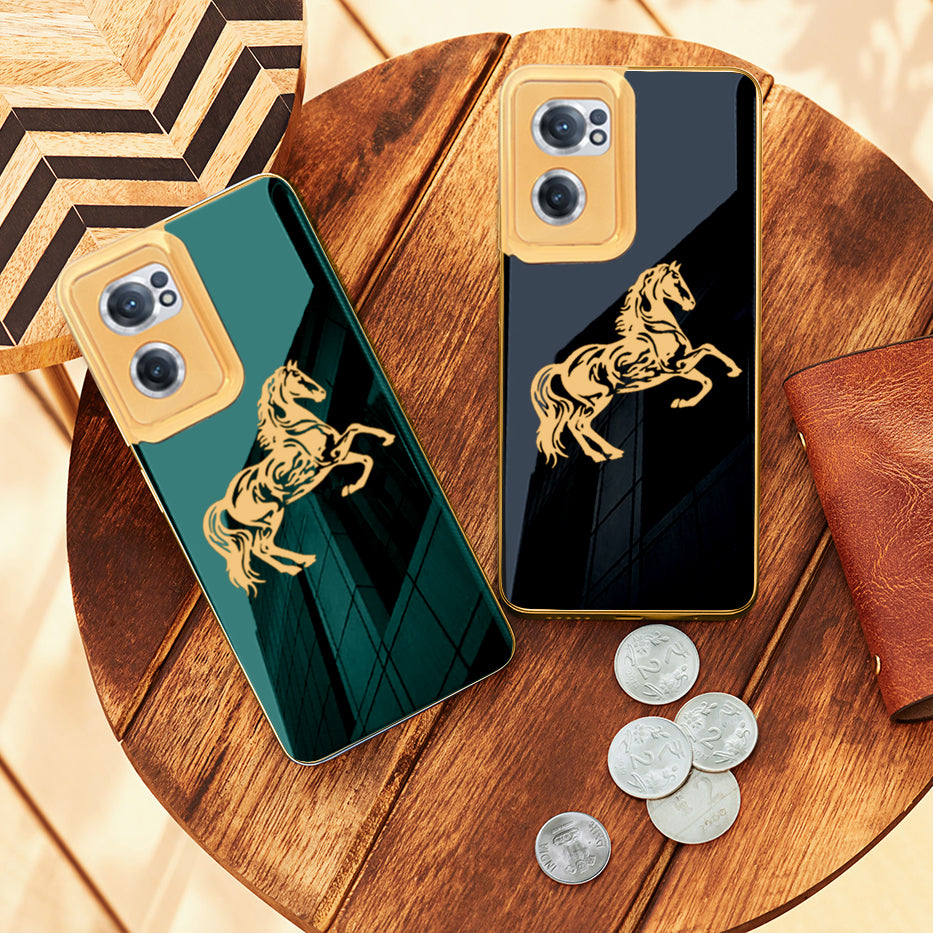 Premium Glass Case With Golden Edges For Oneplus Nord CE2