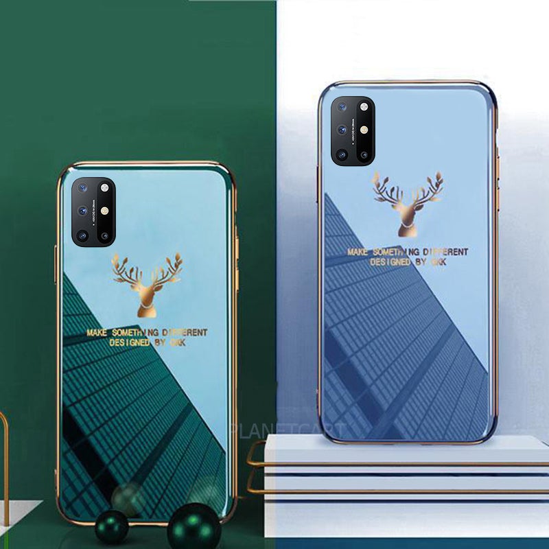 Luxury Electroplated Glass Case With Golden Edges For OnePlus 8T