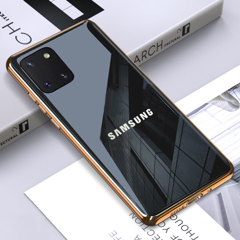 Premium Glossy Gold Edge Glass Back Case For Samsung Galaxy Note 10 Lite