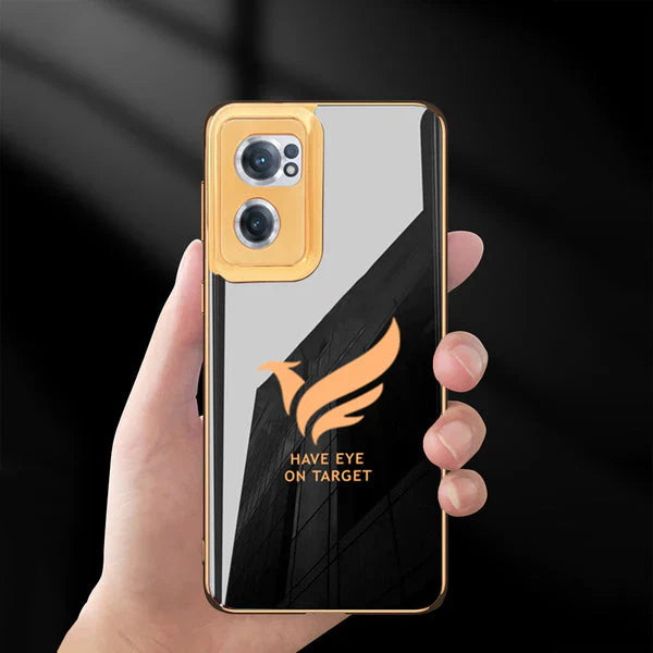 Premium Glass Bird Case With Golden Edges For Oneplus Nord CE2