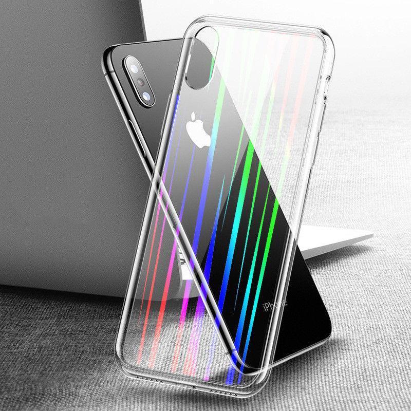 Baseus Ultra Thin Rainbow Aurora Transparent Glass Case For Iphone X/XS - Planetcart
