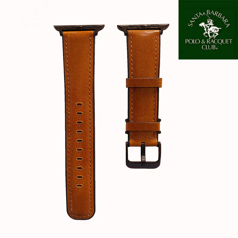 iWatch Dora Series Genuine Santa Barbara Leather Strap - Tan Brown