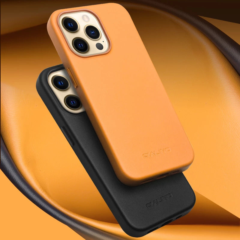 Qialino Premium Quality Luxury Leather Back Case with MagSafe Compatibility for Apple iPhone 13 Pro Max