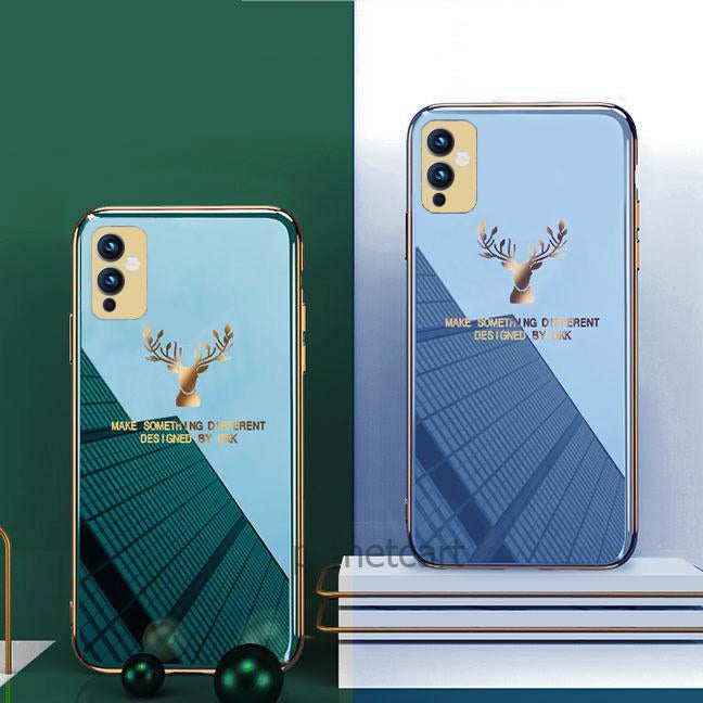 Luxury Electroplated Glass Case With Golden Edges For OnePlus 9