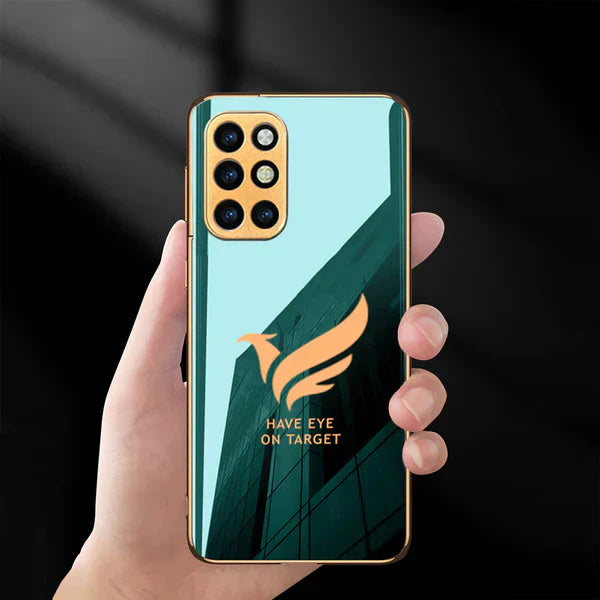 Luxury Bird Pattern Glass Back Case With Golden Edges For Oneplus 8T