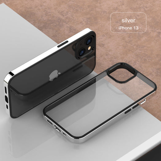 Luxury Transparent Electroplated Square Clear Back Bumper Case For iPhone 14 Pro