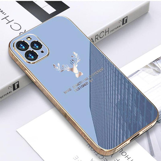 Deer Luxurious Gold Edge Glass Back Case For iPhone 12 Pro - planetcartonline
