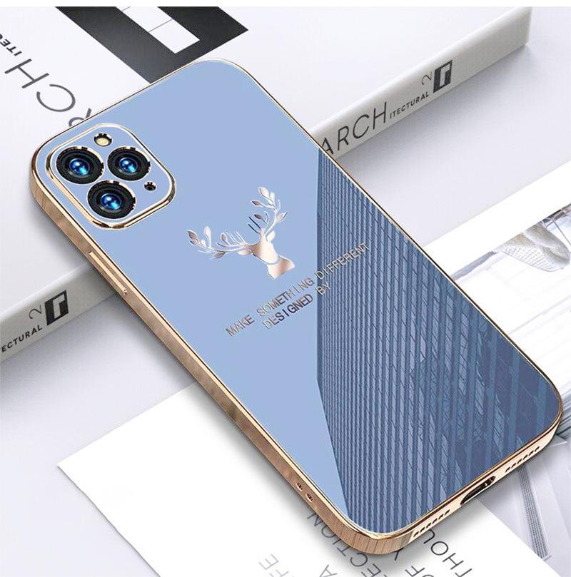 Deer Luxurious Gold Edge Glass Back Case For iPhone 12 Pro - planetcartonline