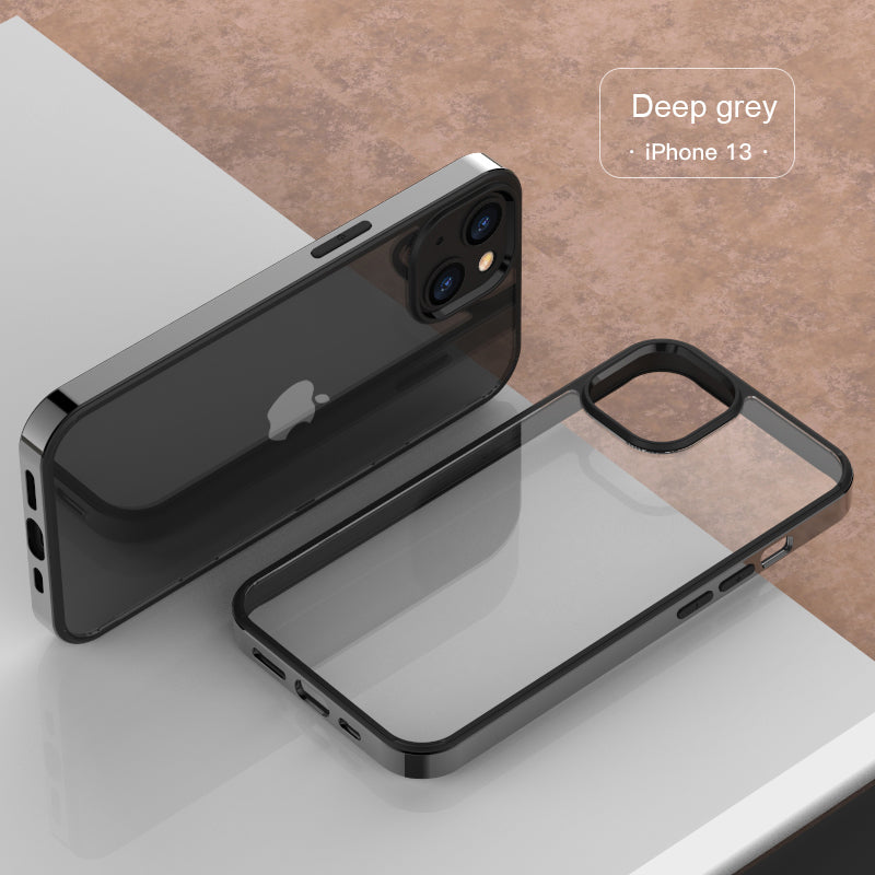 Luxury Transparent Electroplated Square Clear Back Bumper Case For iPhone 14 Pro
