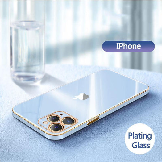 The Luxurious Glass Back Case With Golden Edges For iPhone 12 Pro