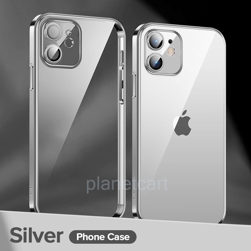 The Luxury Square Silicon Clear Case With Camera Protection For iPhone 11 - planetcartonline