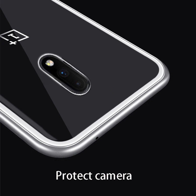 Electronic Auto Fit Double Glass Magnetic Case For One Plus 7