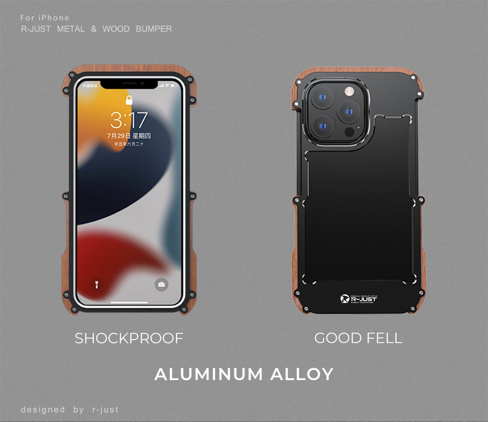 Ironwood Metal and Wooden Armor Bumper Case for iPhone 14 Series