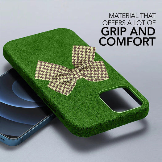 Premium Suede Leather with Bow Back Case for Apple iPhone 11