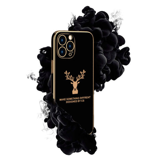 Luxury Golden Edges Deer Glass Back Case For iPhone Series - Premium Cases