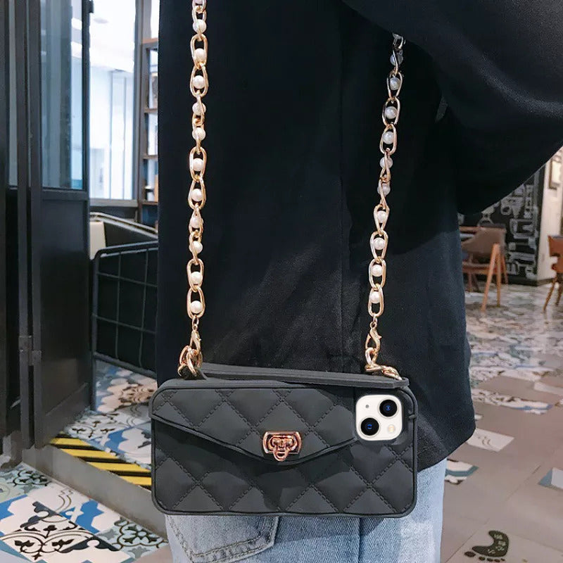 Premium Silicone Crossbody Girlish Handbag Wallet Case for Apple iPhone 13