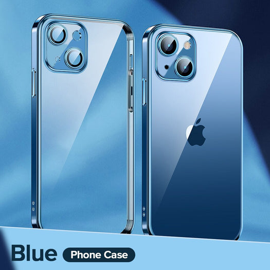 Luxury Square Silicon Clear Back Case With Camera Protection For iPhone Series - Premium Cases