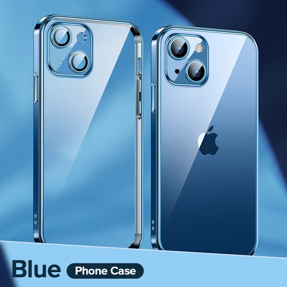 Luxury Square Silicon Clear Back Case With Camera Protection For iPhone Series - Premium Cases
