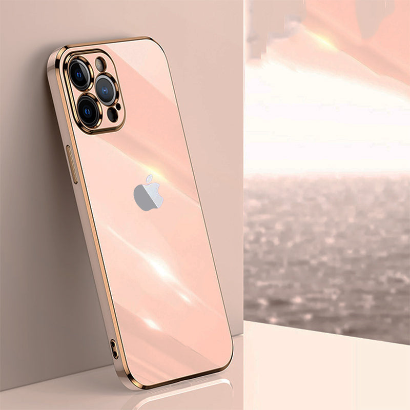 Luxurious Glass Back Case With Golden Edges For iPhone 13 Pro Max - Premium Cases
