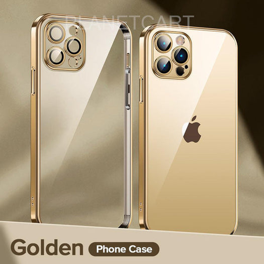 Luxury Square Silicon Clear Back Case With Camera Protection For iPhone Series - Premium Cases