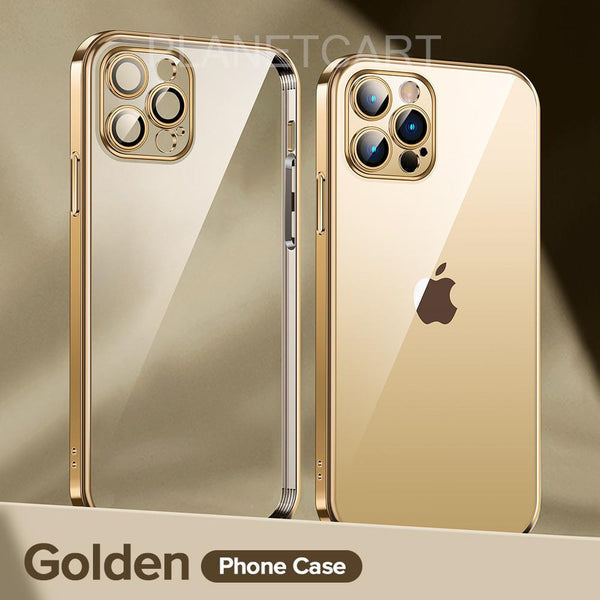 Luxury Square Silicon Clear Back Case With Camera Protection For iPhone Series - Premium Cases