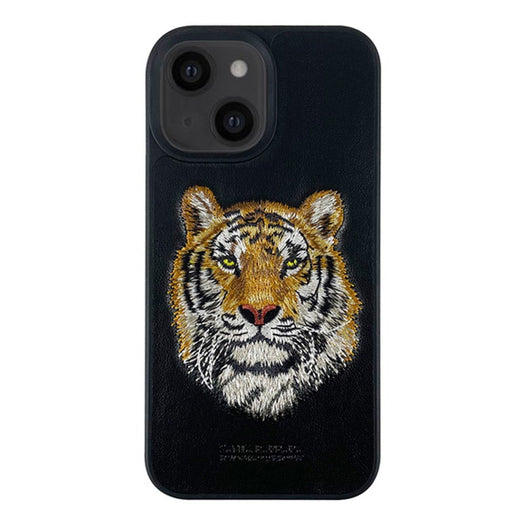Santa Barbara Savana Series Tiger Emboidery Genuine Leather Case For iPhone 13 - planetcartonline
