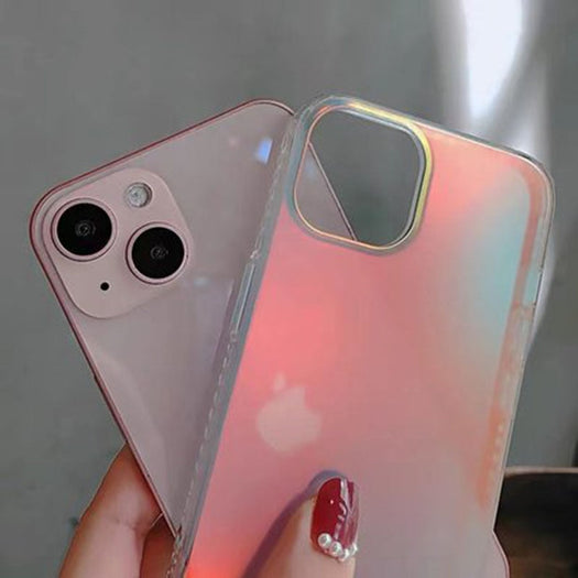 Premium Anti Shock Rainbow Laser Gradient Back Case For iPhone 14