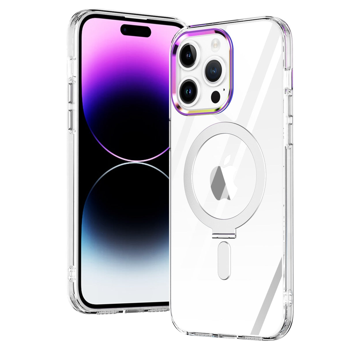 Magsafe Stand Transparent Gradient Back Case Cover for iPhone
