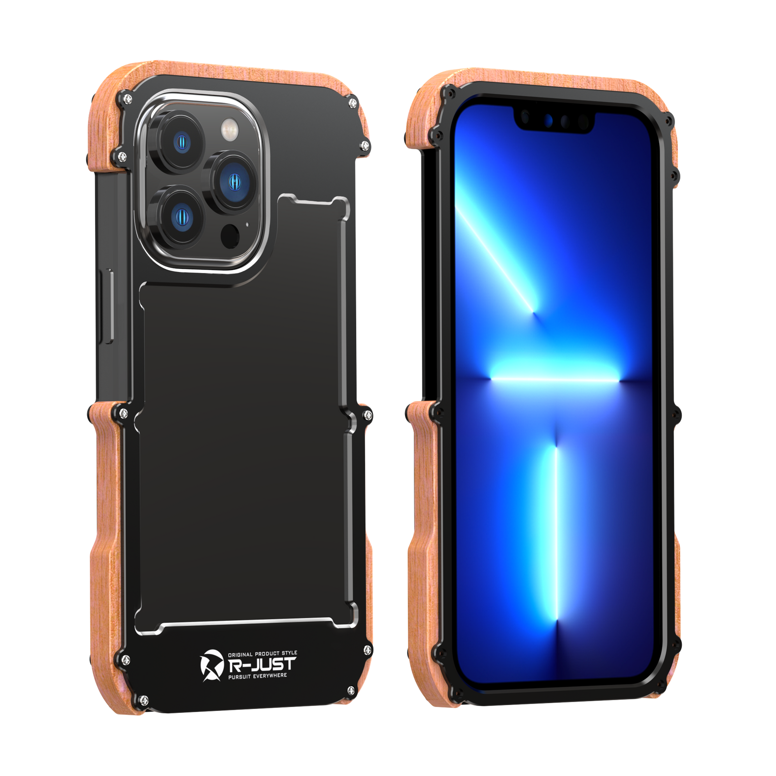 Ironwood Metal and Wooden Armor Bumper Case for iPhone 13 Pro Max