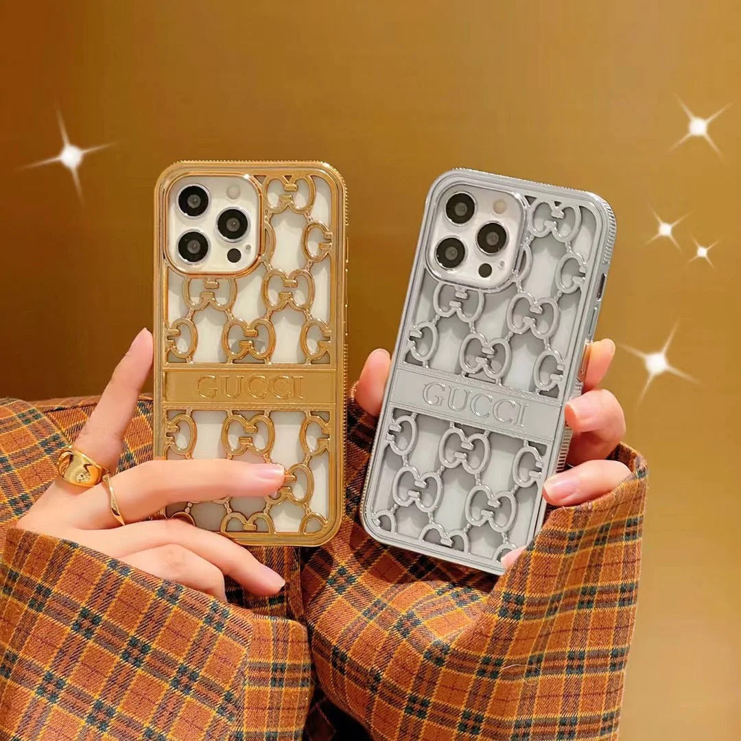 Premium Luxury Electroplated 3D Carved Plating Back Case Cover for iPhone