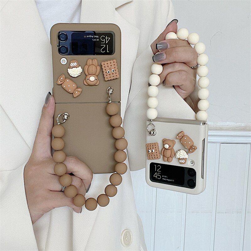 Premium luxury Cute Candy Bear Bracelet Phone Case for Samsung Galaxy Z Flip 3