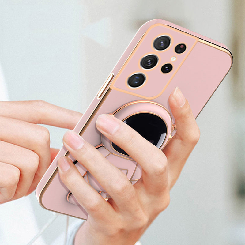 Astronaut Luxurious Gold Edge Back Case For Samsung Galaxy S22 Ultra