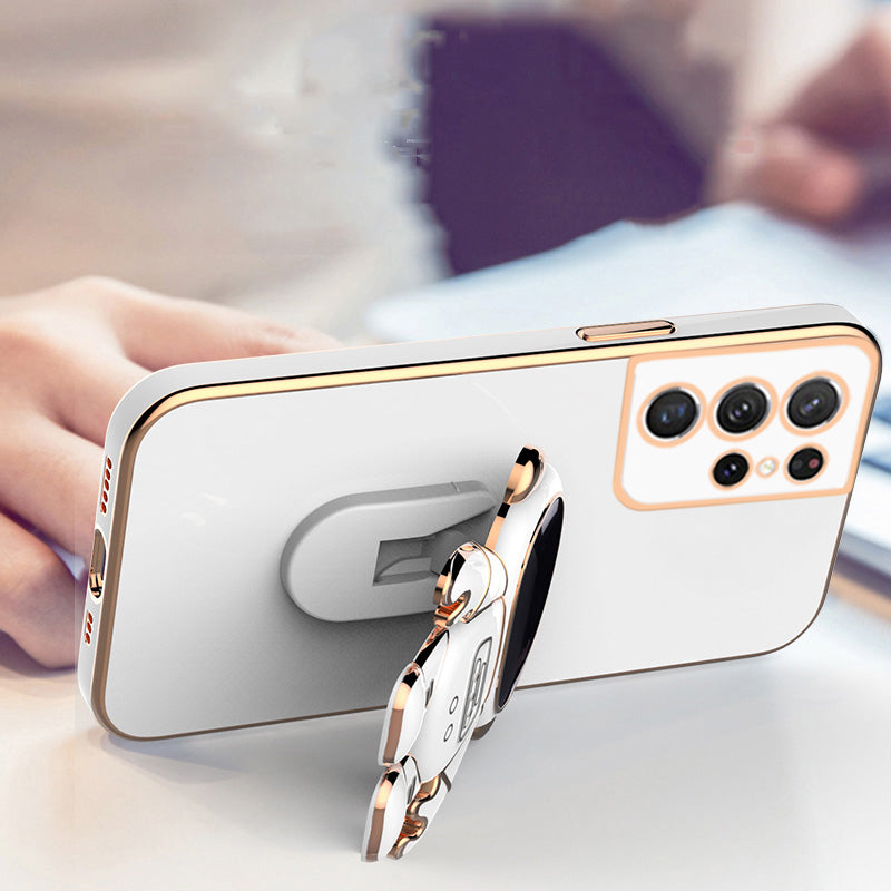 Astronaut Luxurious Gold Edge Back Case For Samsung Galaxy S21 Ultra